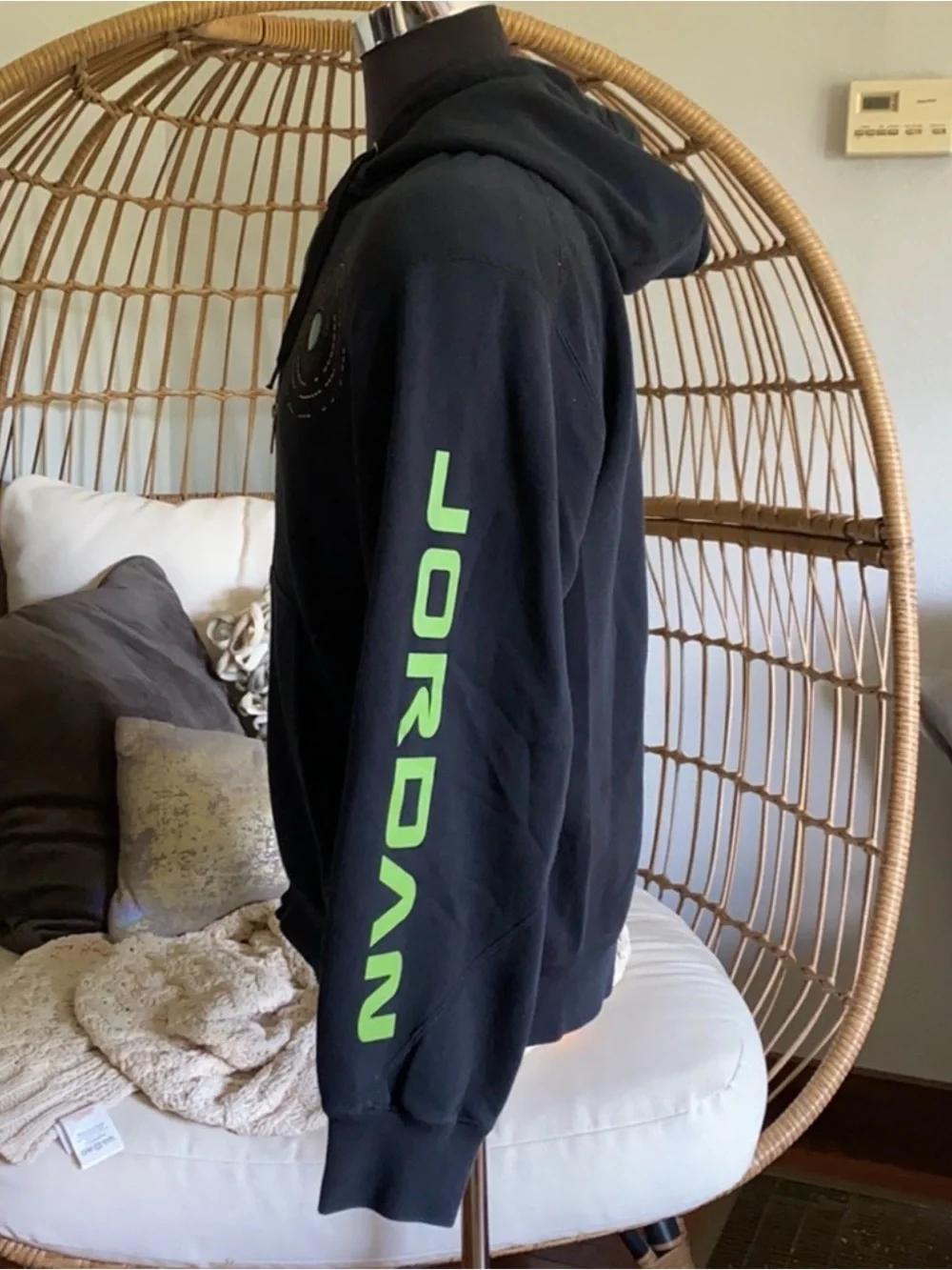 Jordan Black Zip-Up Hoodie with Multicolor Orbit Graphic